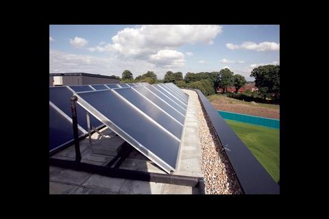 Solar thermal panels meet up to 35% of the hot water demand
